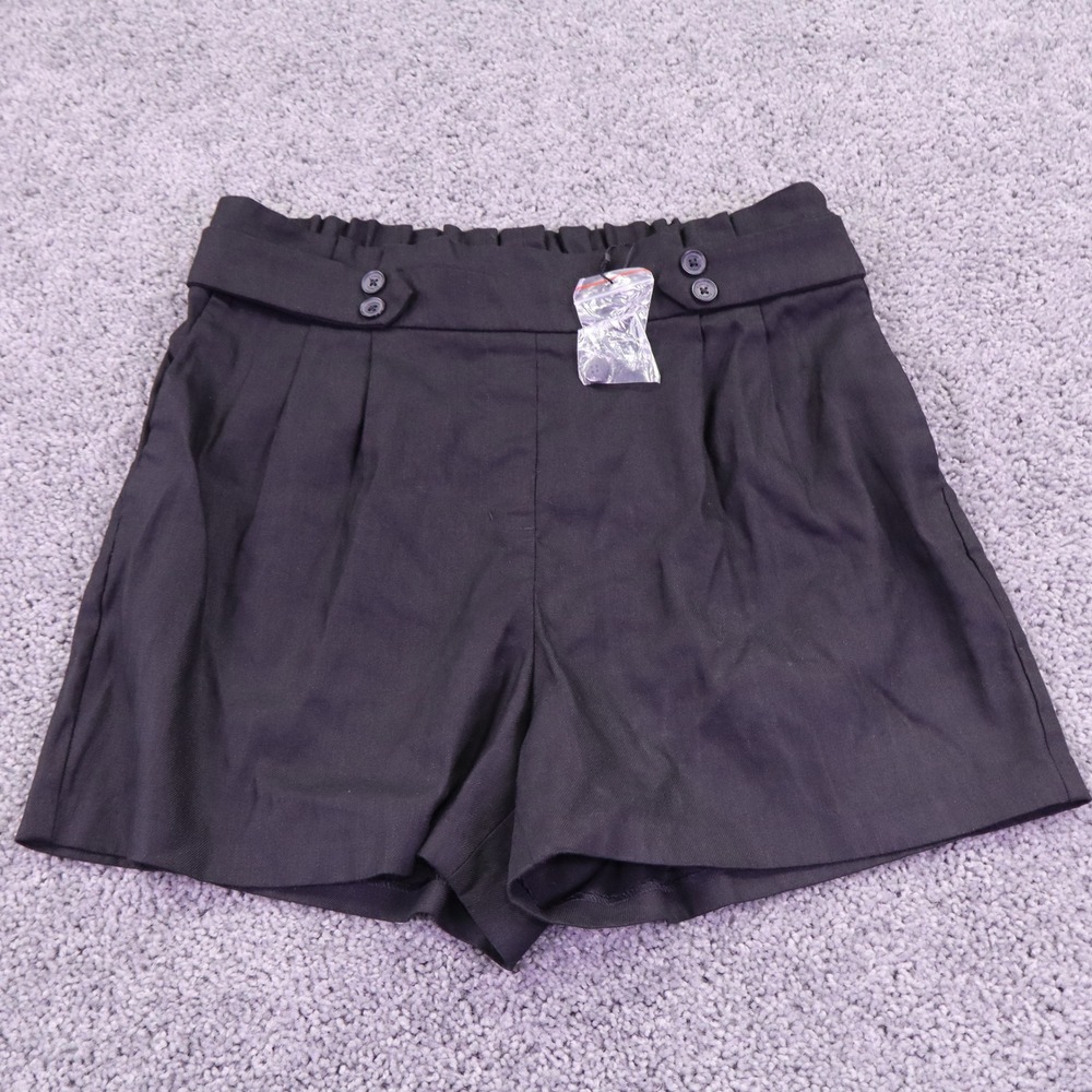 Express Shorts Womens Medium Black Extreme High Rise Pleated Paperbag Waist